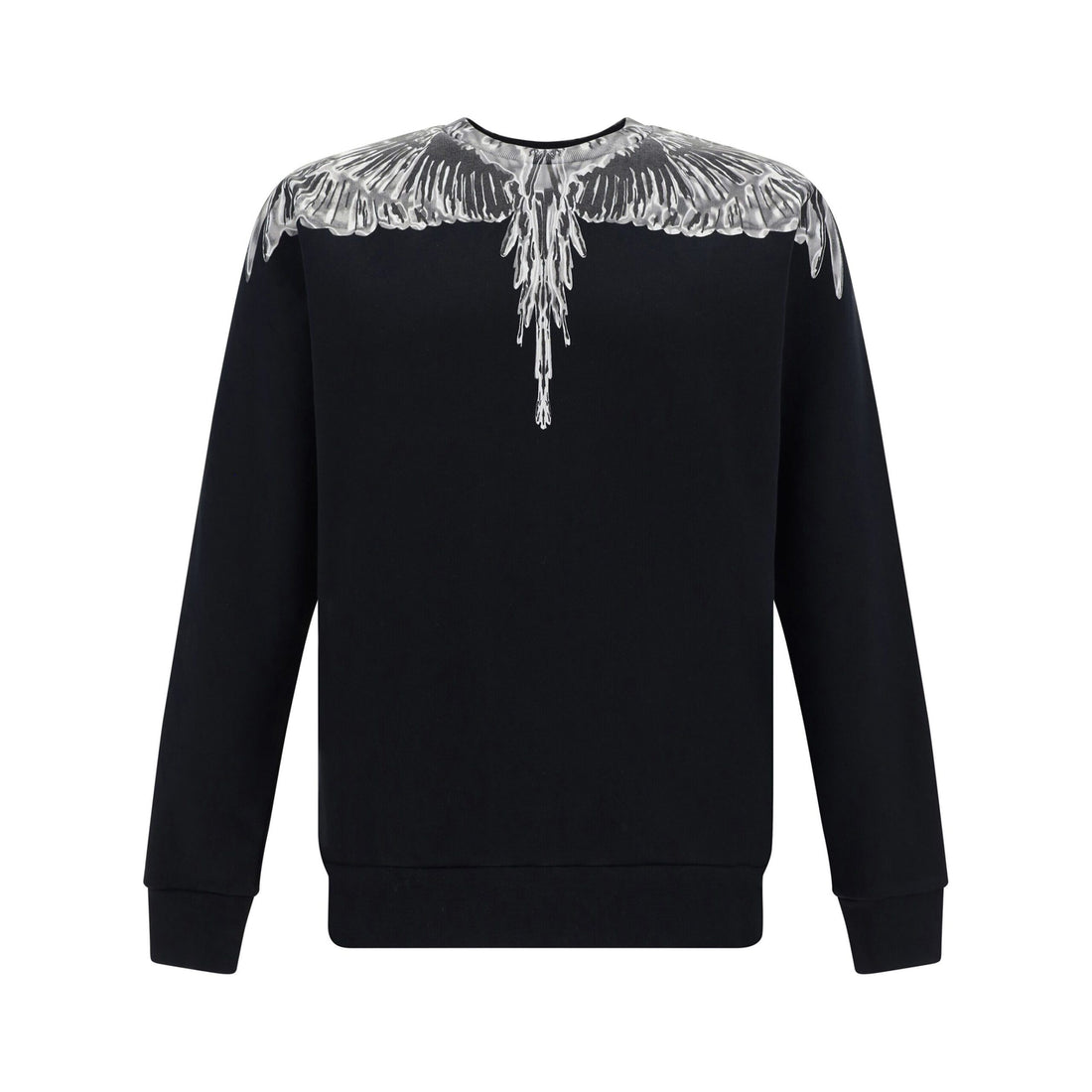 Marcelo Burlon County of Milan black sweatshirt with grey Wings print, crafted from 100% cotton, available at Lestyle Boutique Melbourne.