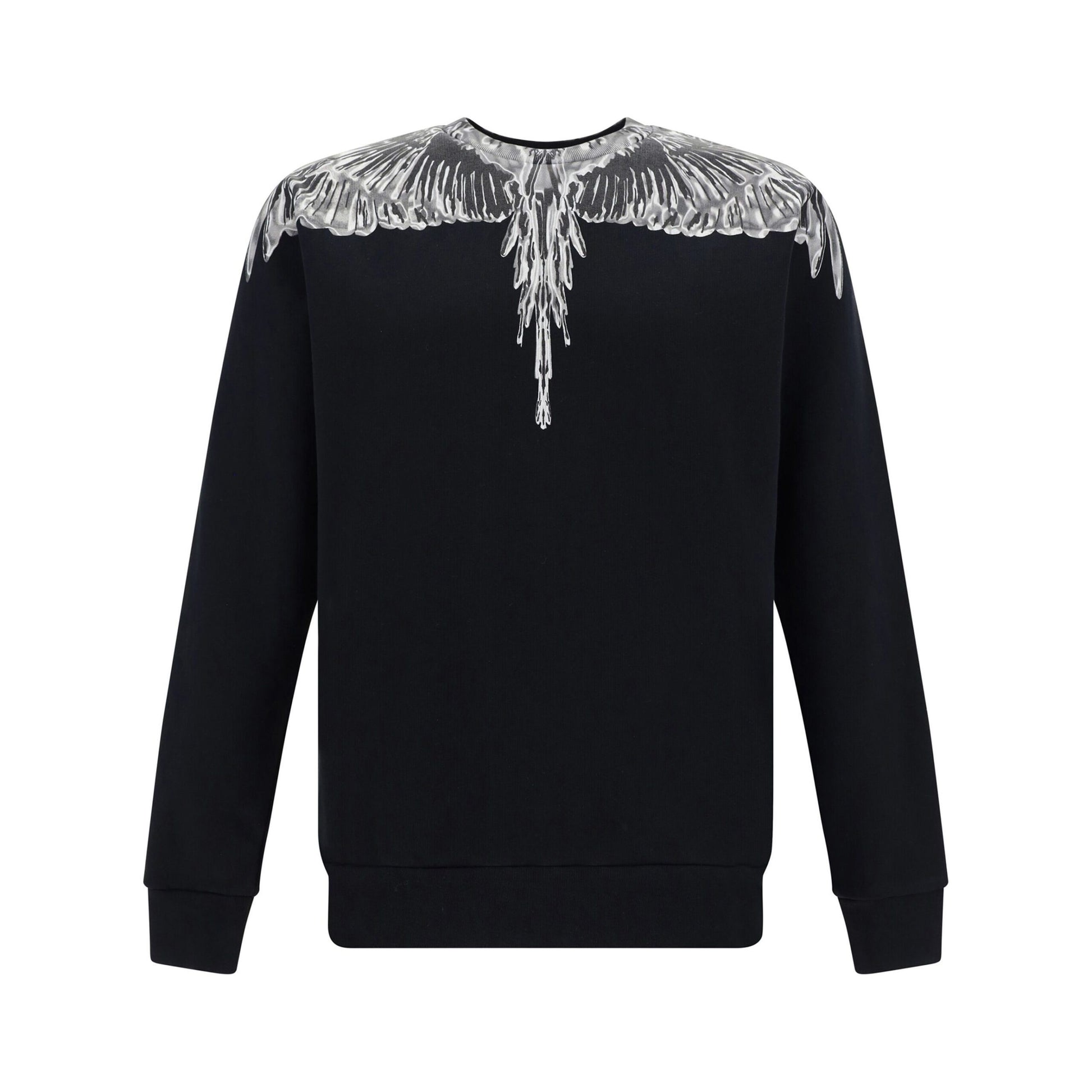 Marcelo Burlon County of Milan black sweatshirt with grey Wings print, crafted from 100% cotton, available at Lestyle Boutique Melbourne.