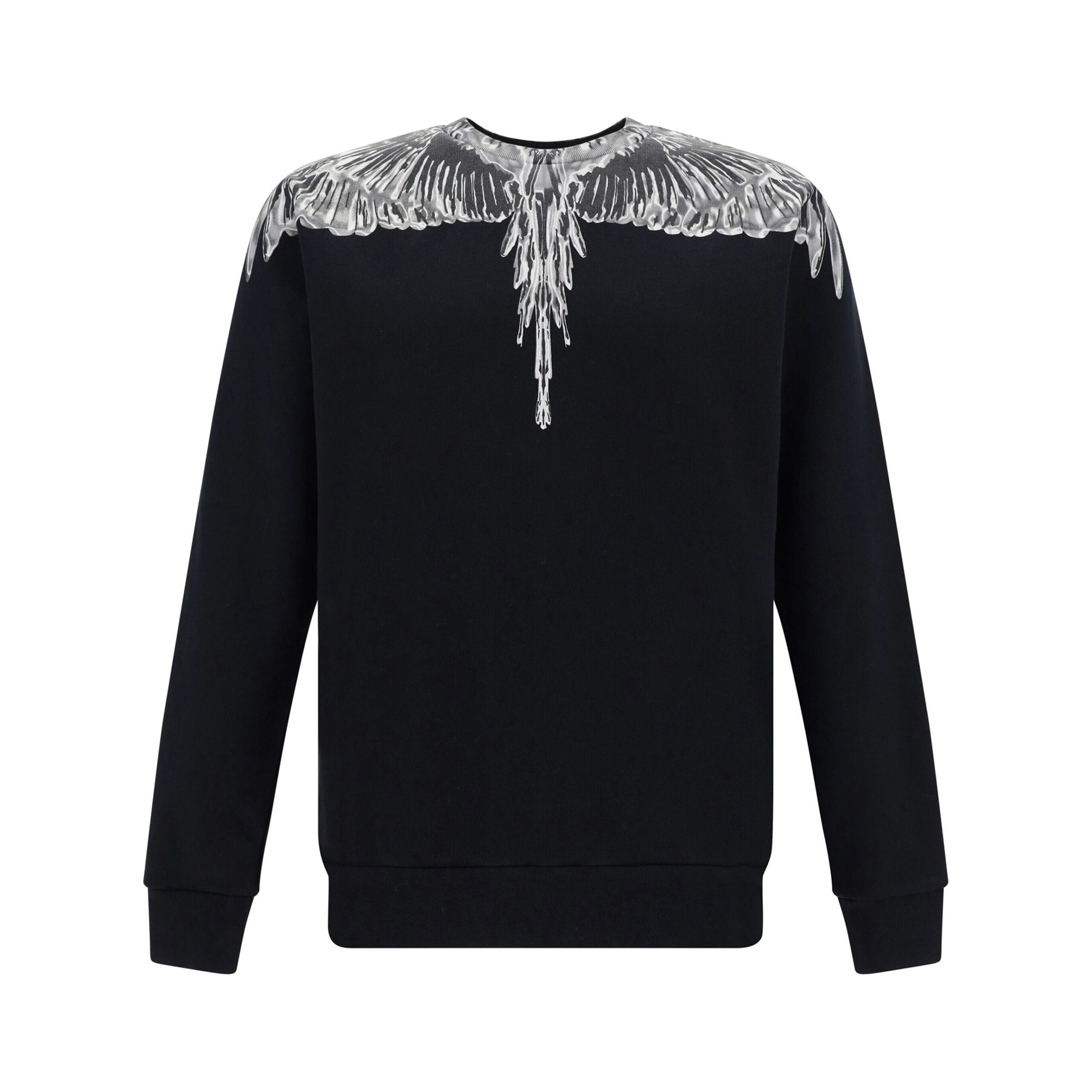 Marcelo Burlon County of Milan black sweatshirt with grey Wings print, crafted from 100% cotton, available at Lestyle Boutique Melbourne.