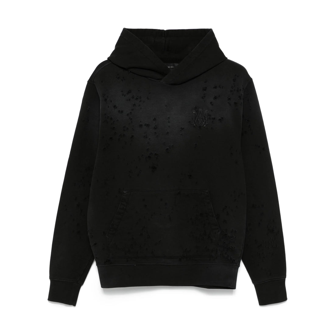 Amiri black MA Shotgun hoodie with distressed detailing, available at Lestyle Boutique Melbourne.