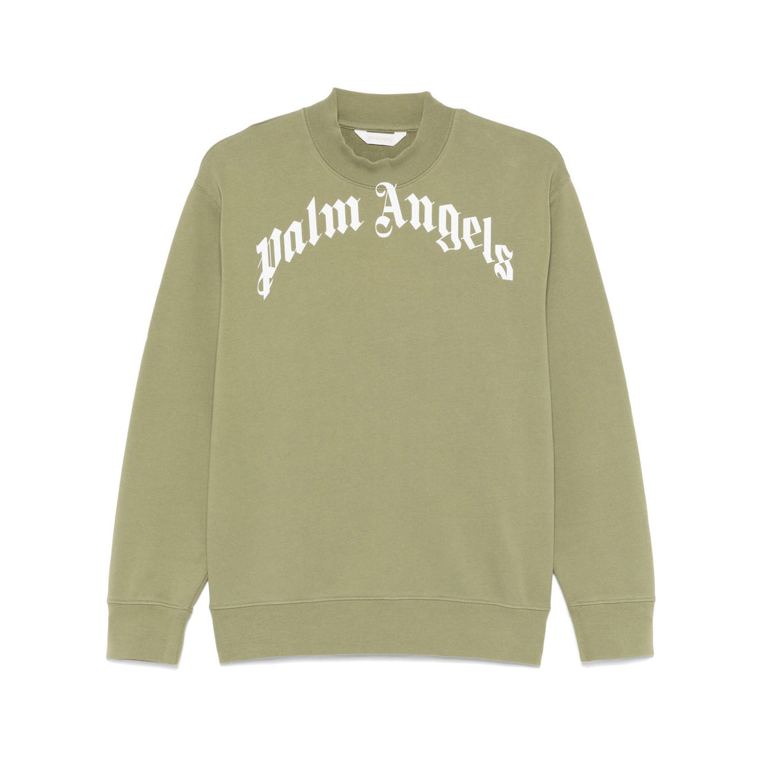 Palm Angels Kids logo print sweatshirt in olive green with bold logo on the chest, available at Lestyle Boutique Melbourne.