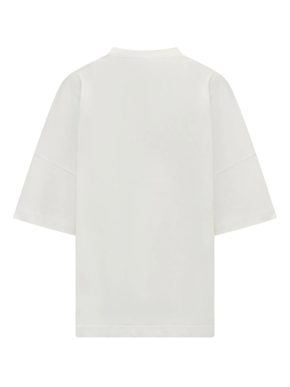 Palm Angels off-white College Logo T-shirt with a ribbed crewneck and bold collegiate-style print, available at Lestyle Boutique.