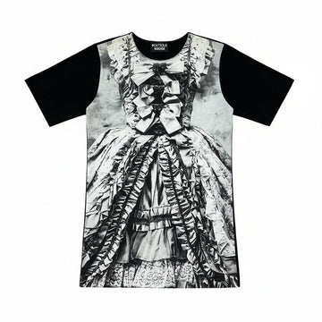 MOSCHINO T-shirt featuring a black-and-white dress print available at Lestyle Boutique Melbourne