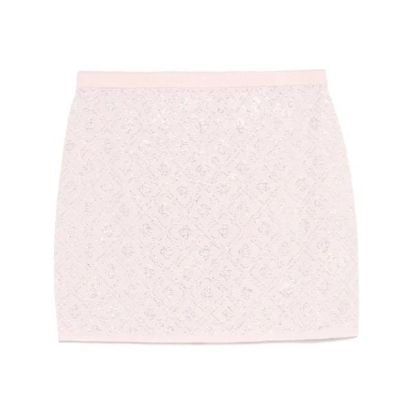 Casablanca crystal-monogram mini skirt crafted from merino wool with glass crystal embellishments, available at Lestyle Boutique Melbourne