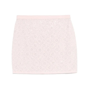 Casablanca crystal-monogram mini skirt crafted from merino wool with glass crystal embellishments, available at Lestyle Boutique Melbourne