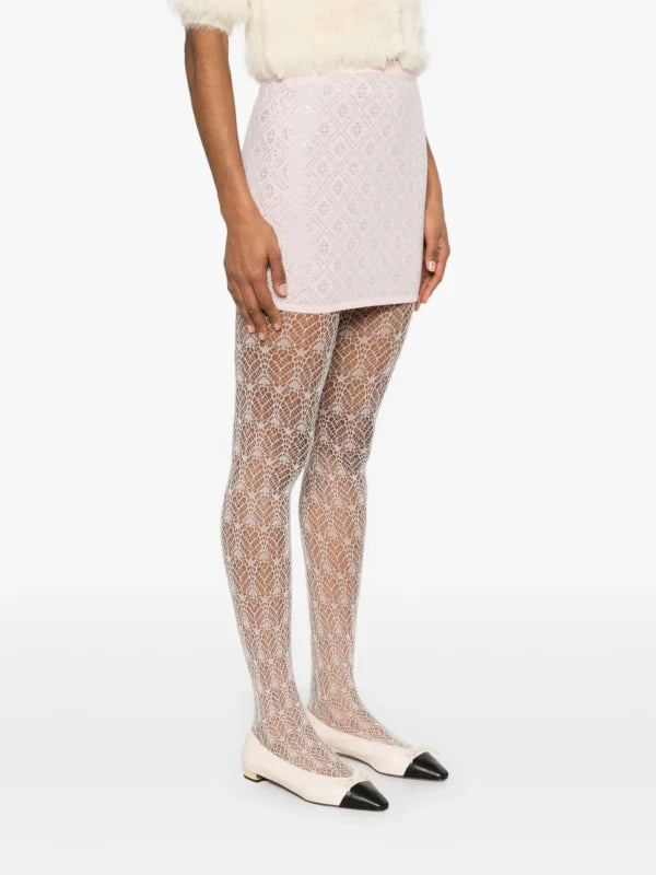 Casablanca crystal-monogram mini skirt crafted from merino wool with glass crystal embellishments, available at Lestyle Boutique Melbourne