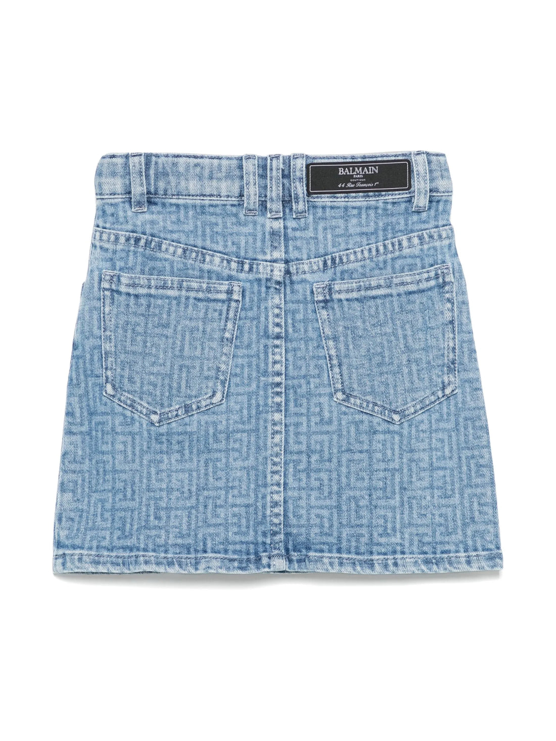 Balmain Kids logo-print denim skirt available at Lestyle Boutique Melbourne
