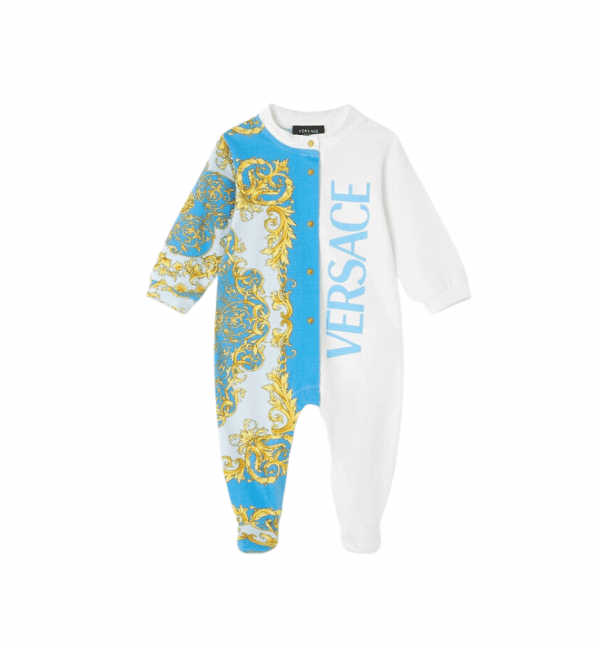 VERSACE KIDS ROMPER featuring baroque-trim logo-print available at Lestyle Boutique Melbourne