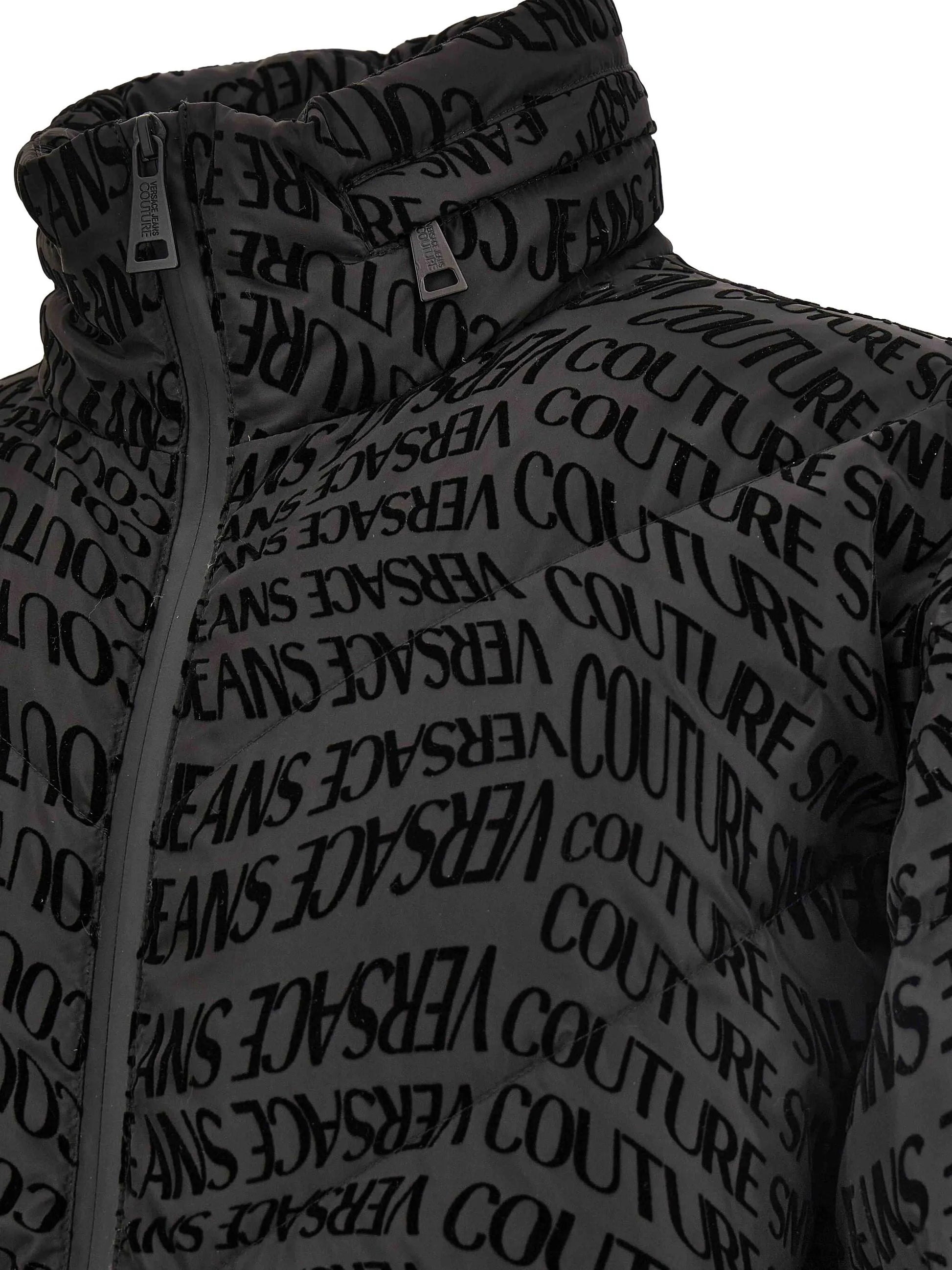 Versace Jeans Couture logo-print puffer jacket featuring all-over logo print available at Lestyle Boutique Melbourne