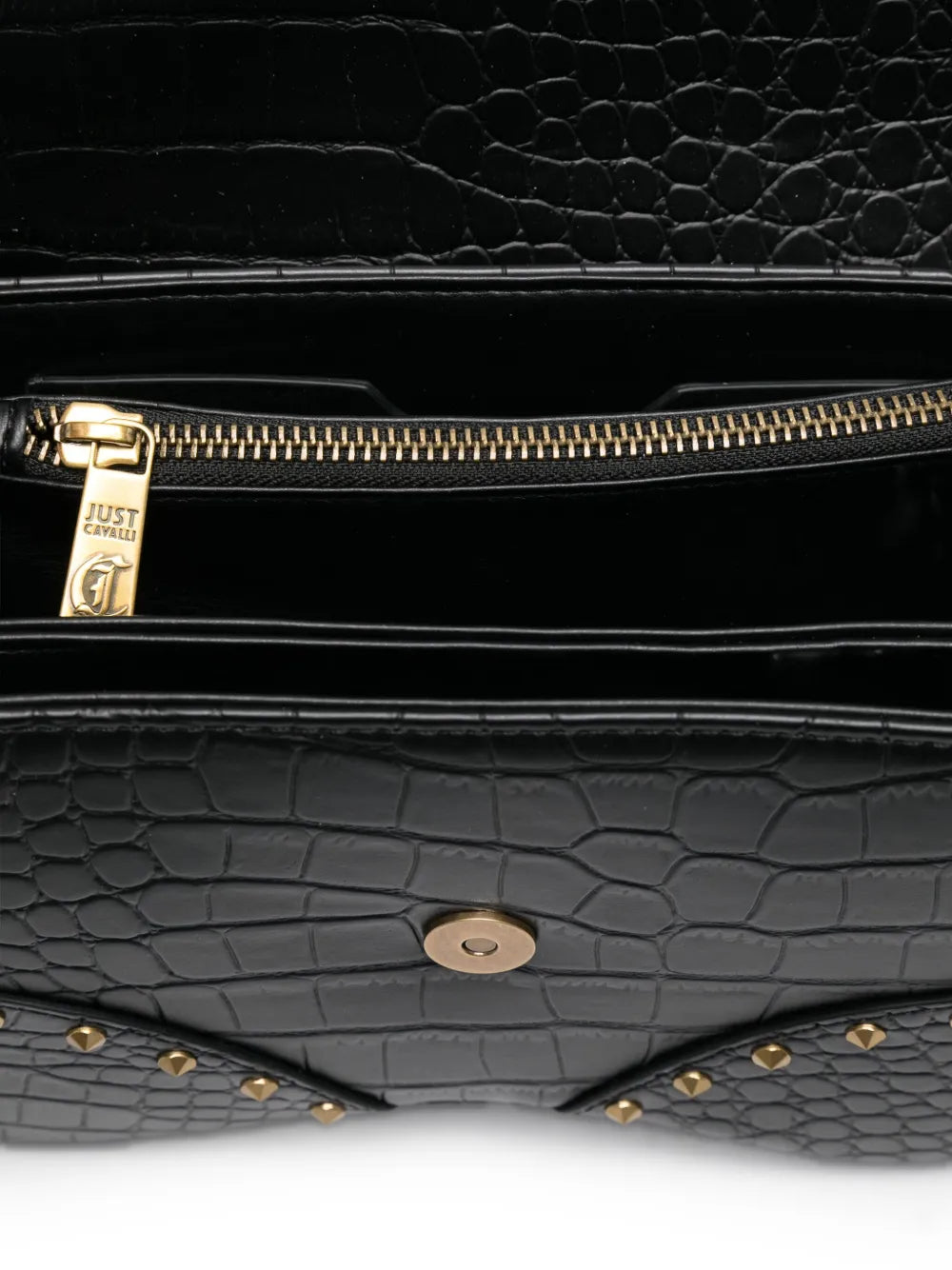 Just Cavalli shoulder bag featuring snake-embellished studded design available at Lestyle Boutique Melbourne