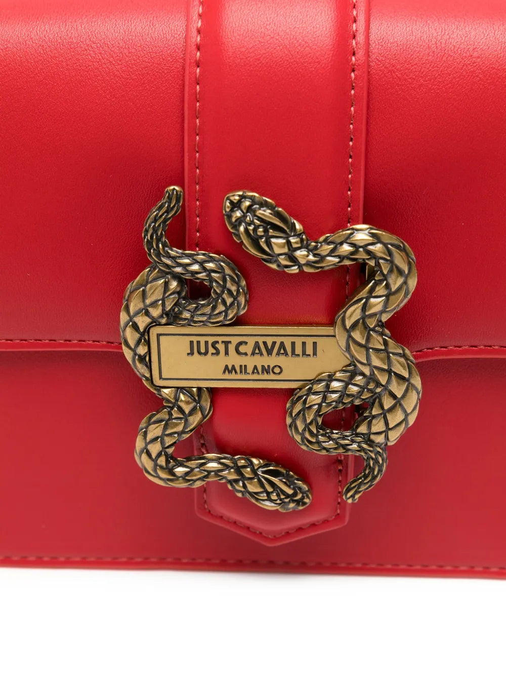 Just Cavalli snake-buckle shoulder bag featuring chain strap available at Lestyle Boutique Melbourne