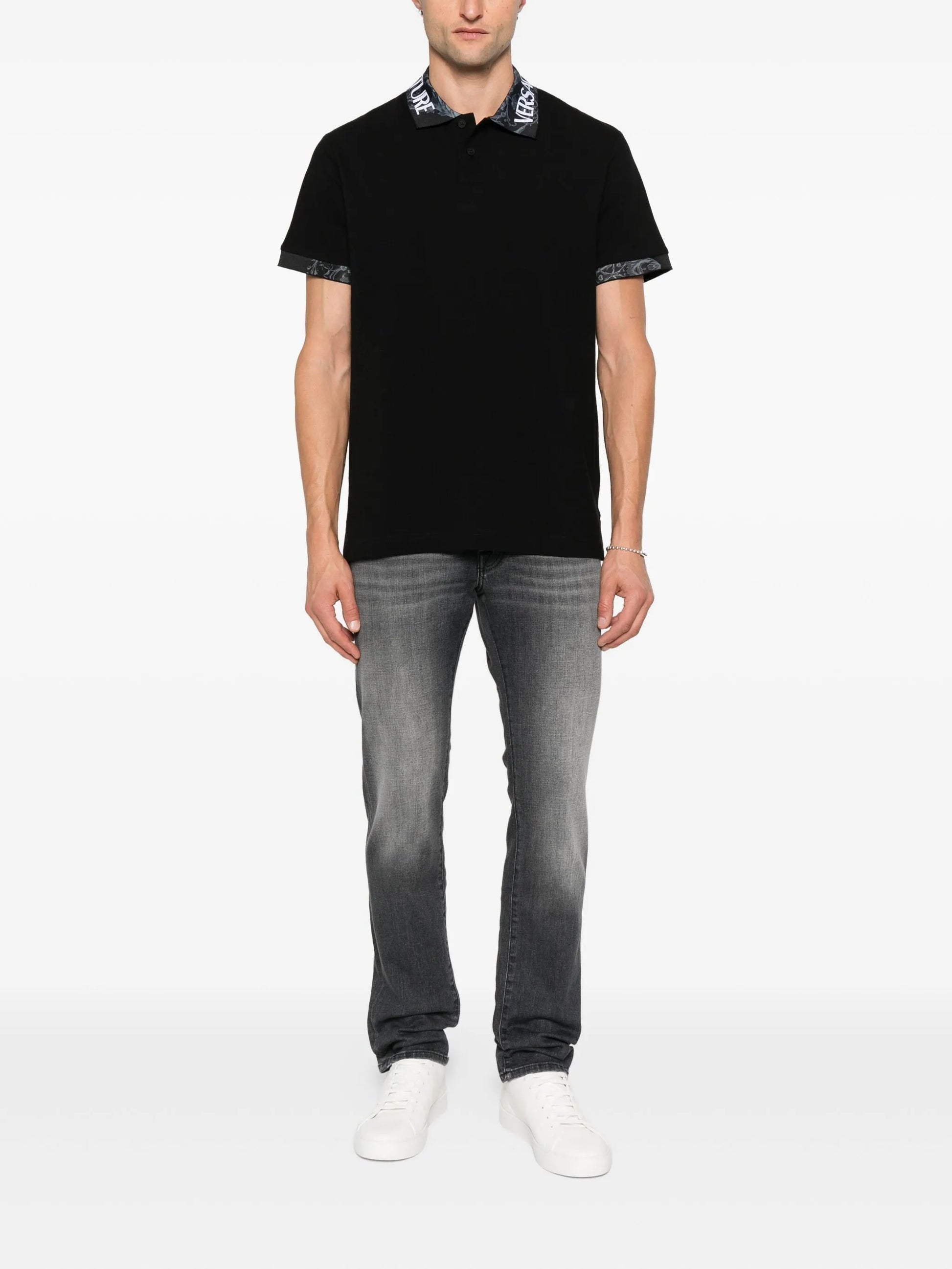 Versace Jeans Couture polo shirt with logo-print collar, available at Lestyle Boutique Melbourne