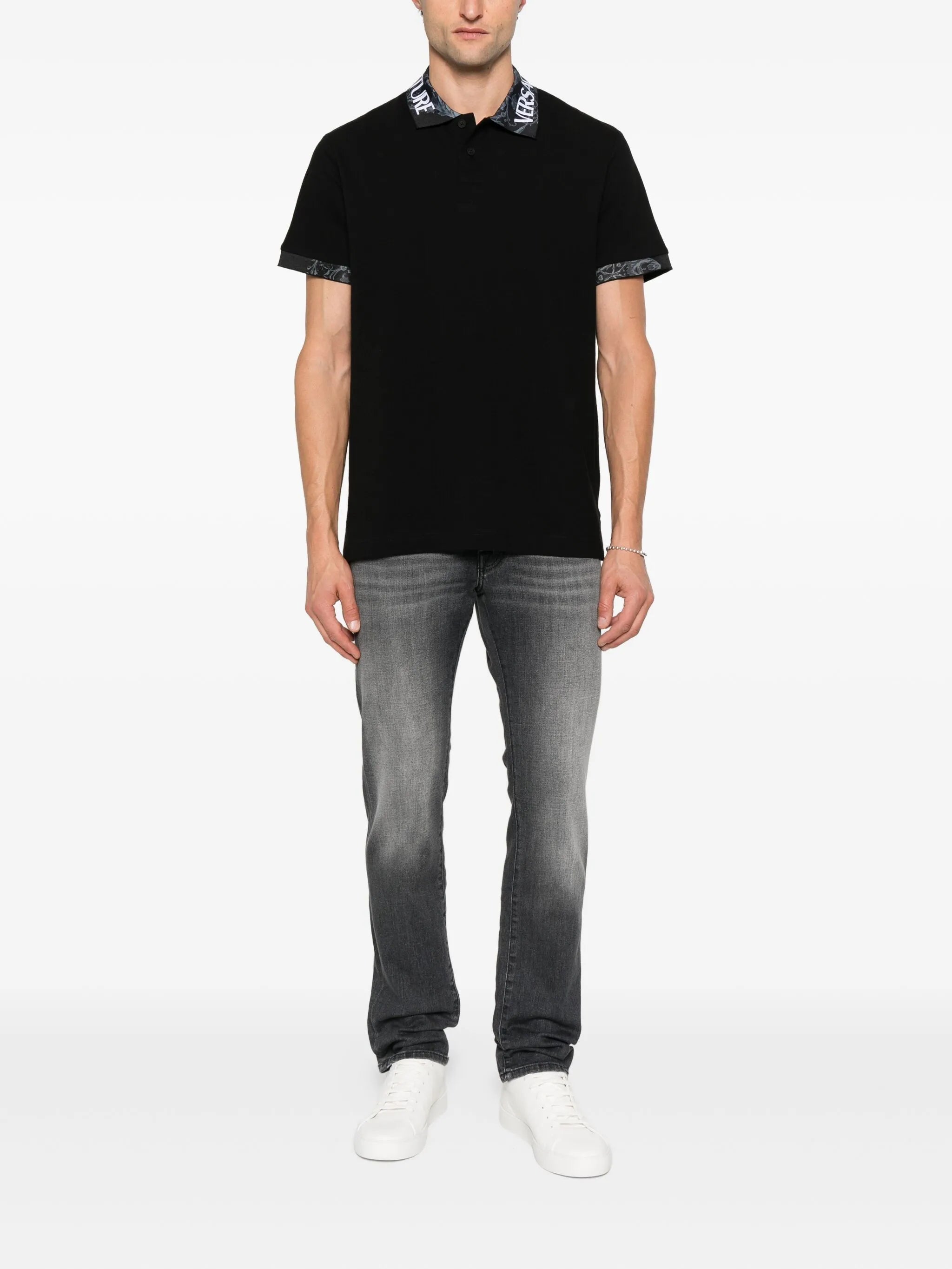Versace Jeans Couture polo shirt with logo-print collar, available at Lestyle Boutique Melbourne