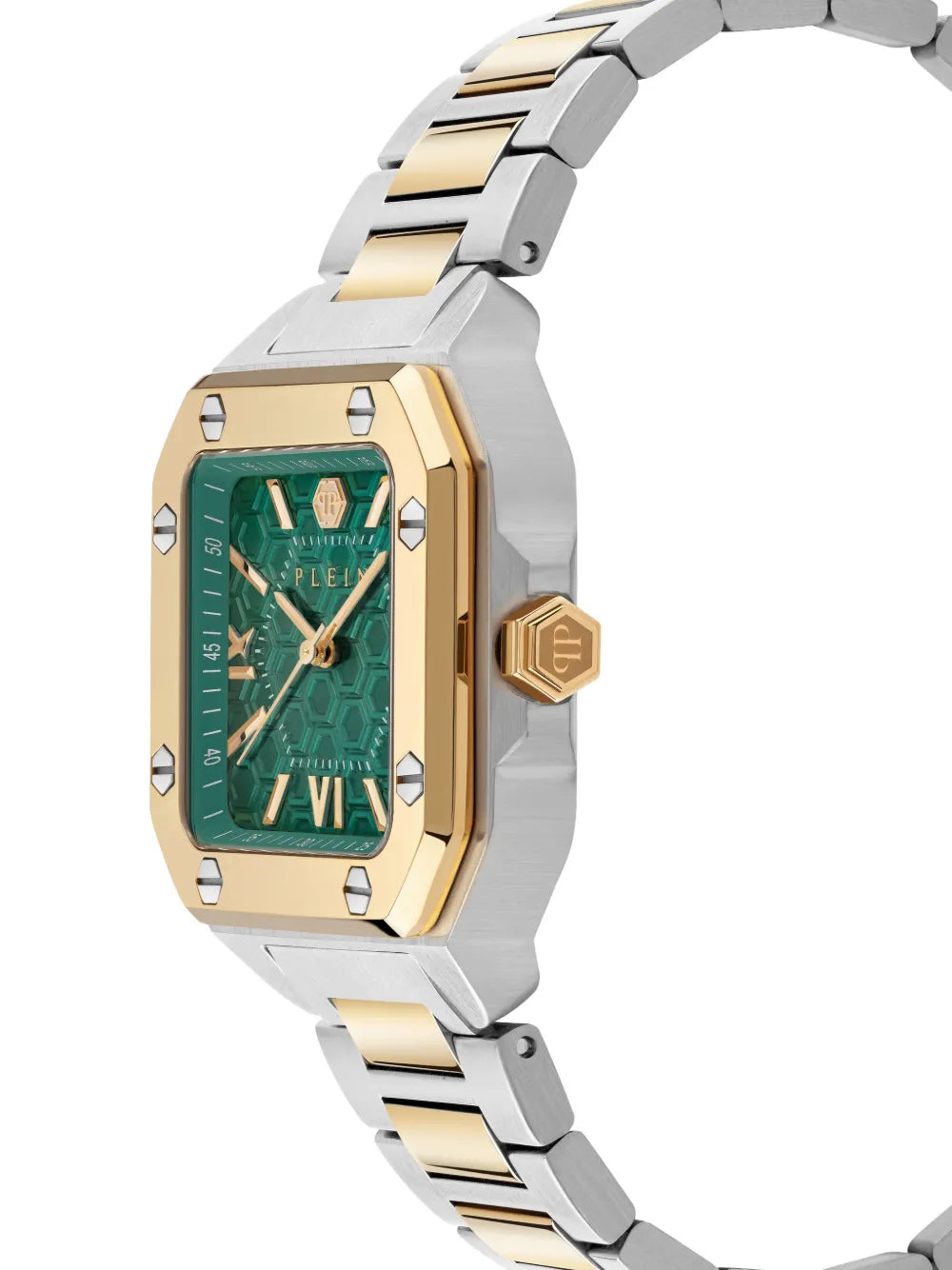 Philipp Plein bracelet watch featuring Edge 42mm green dial two tone available at Lestyle Boutique Melbourne