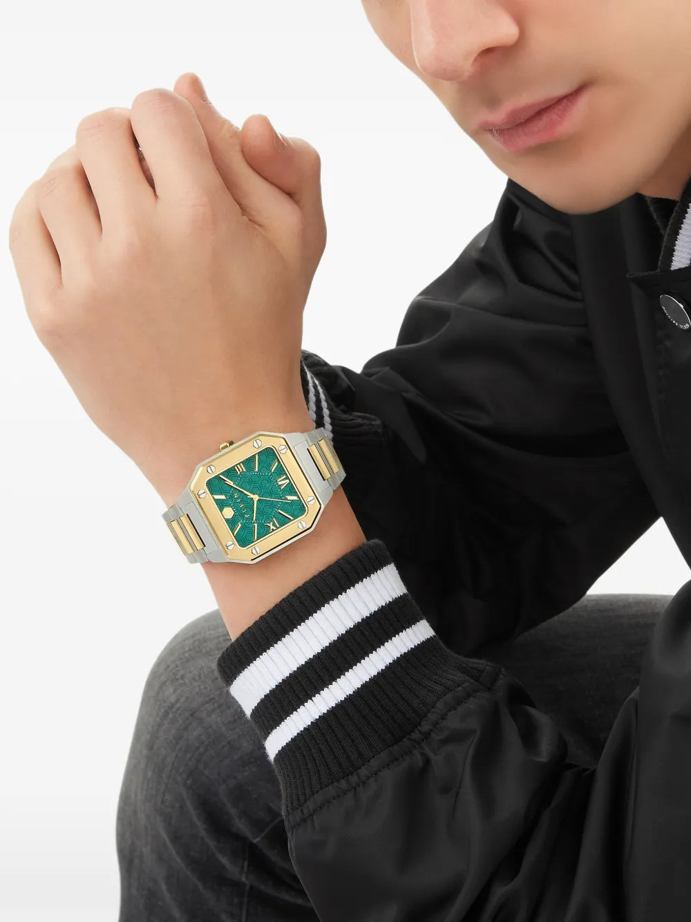 Philipp Plein bracelet watch featuring Edge 42mm green dial two tone available at Lestyle Boutique Melbourne