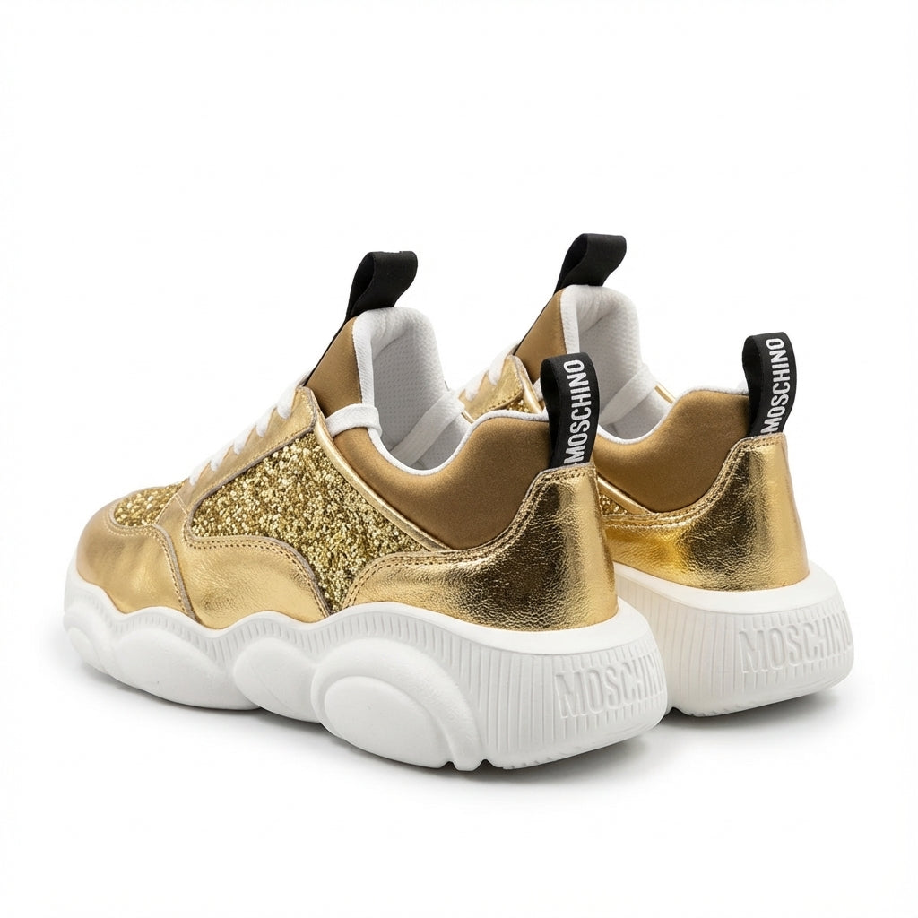 MOSCHINO SNEAKERS featuring gold glitter available at Lestyle Boutique Melbourne