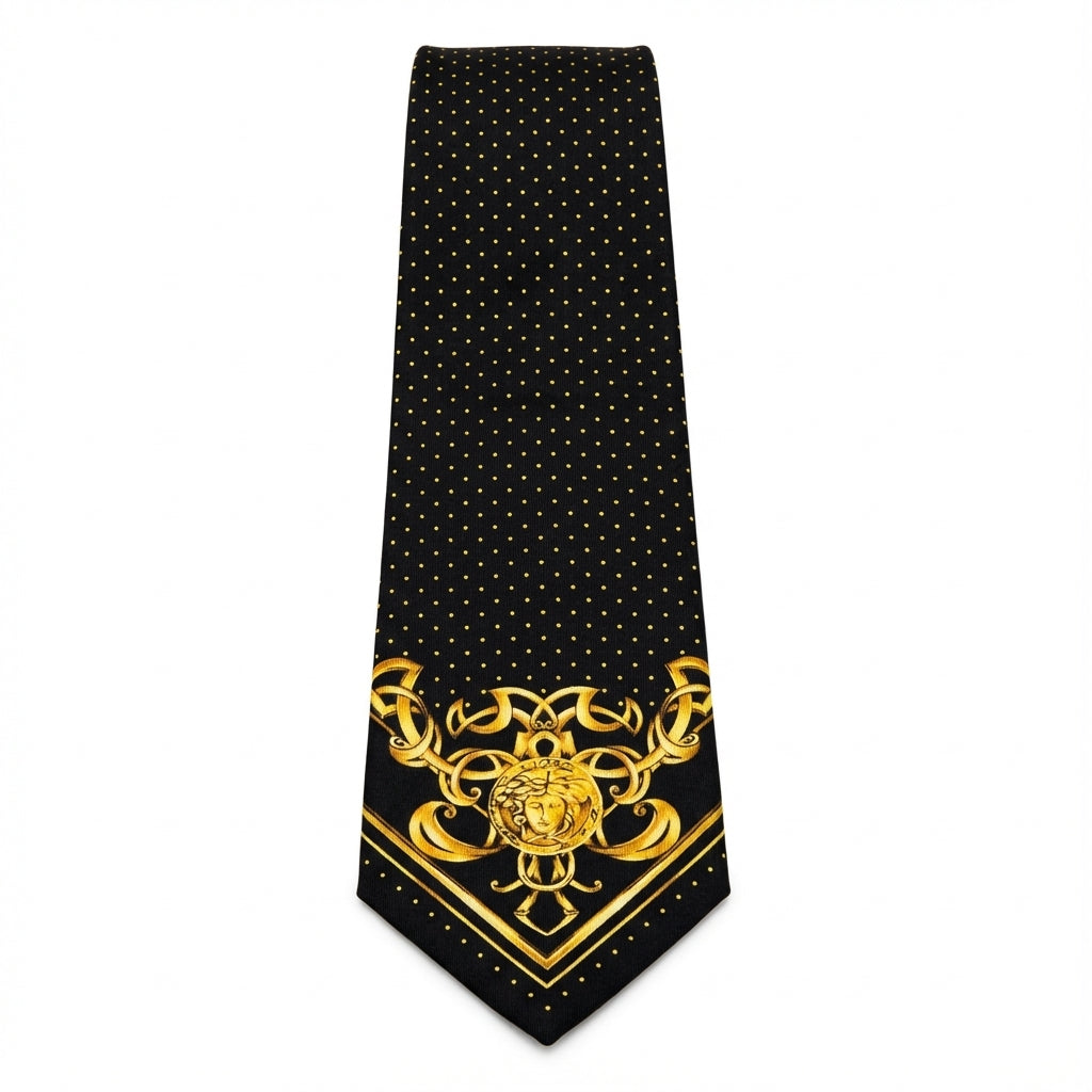 Versace Tie featuring gold baroque pattern available at Lestyle Boutique Melbourne