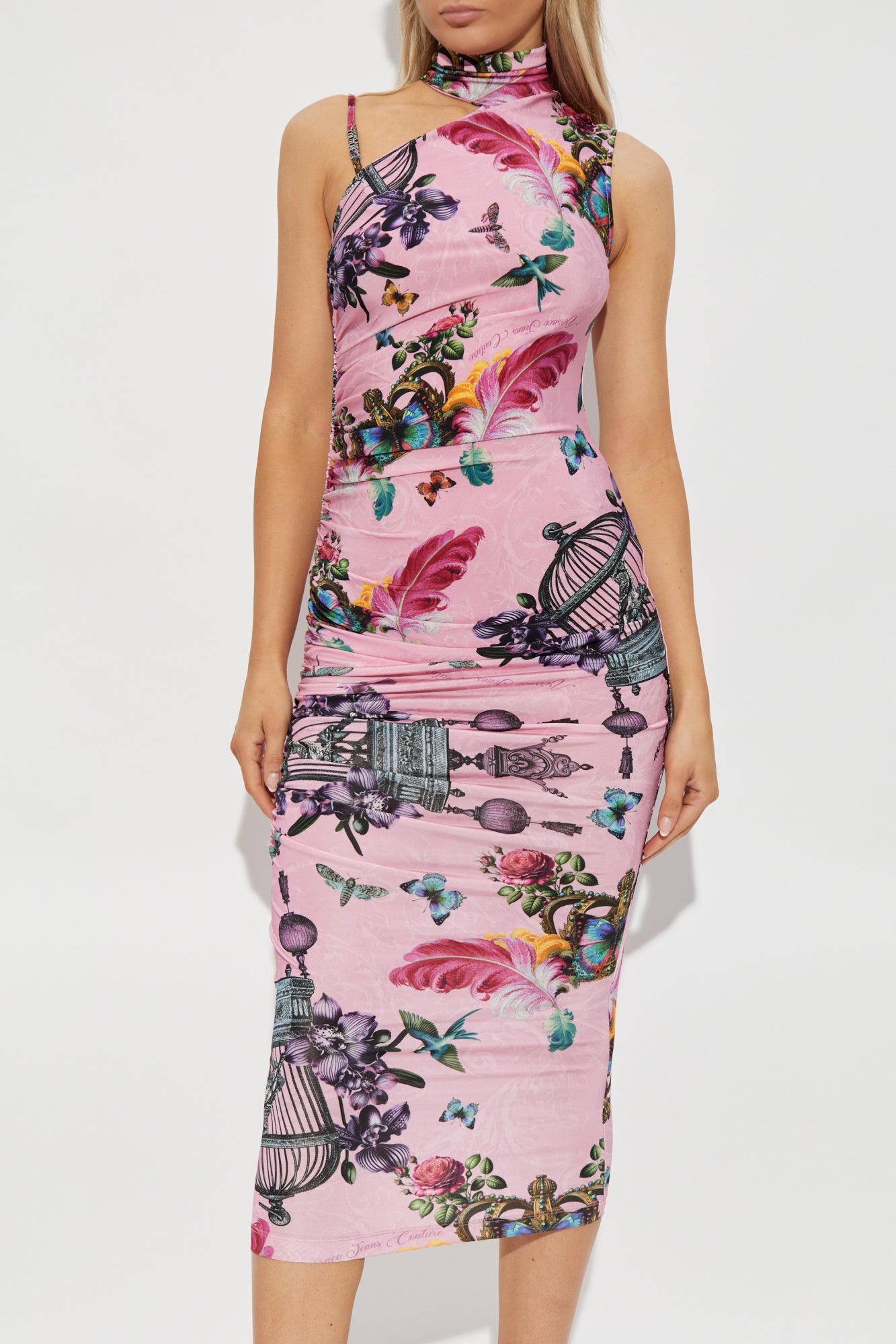 Versace Jeans Couture pink dress featuring colorful print available at Lestyle Boutique Melbourne