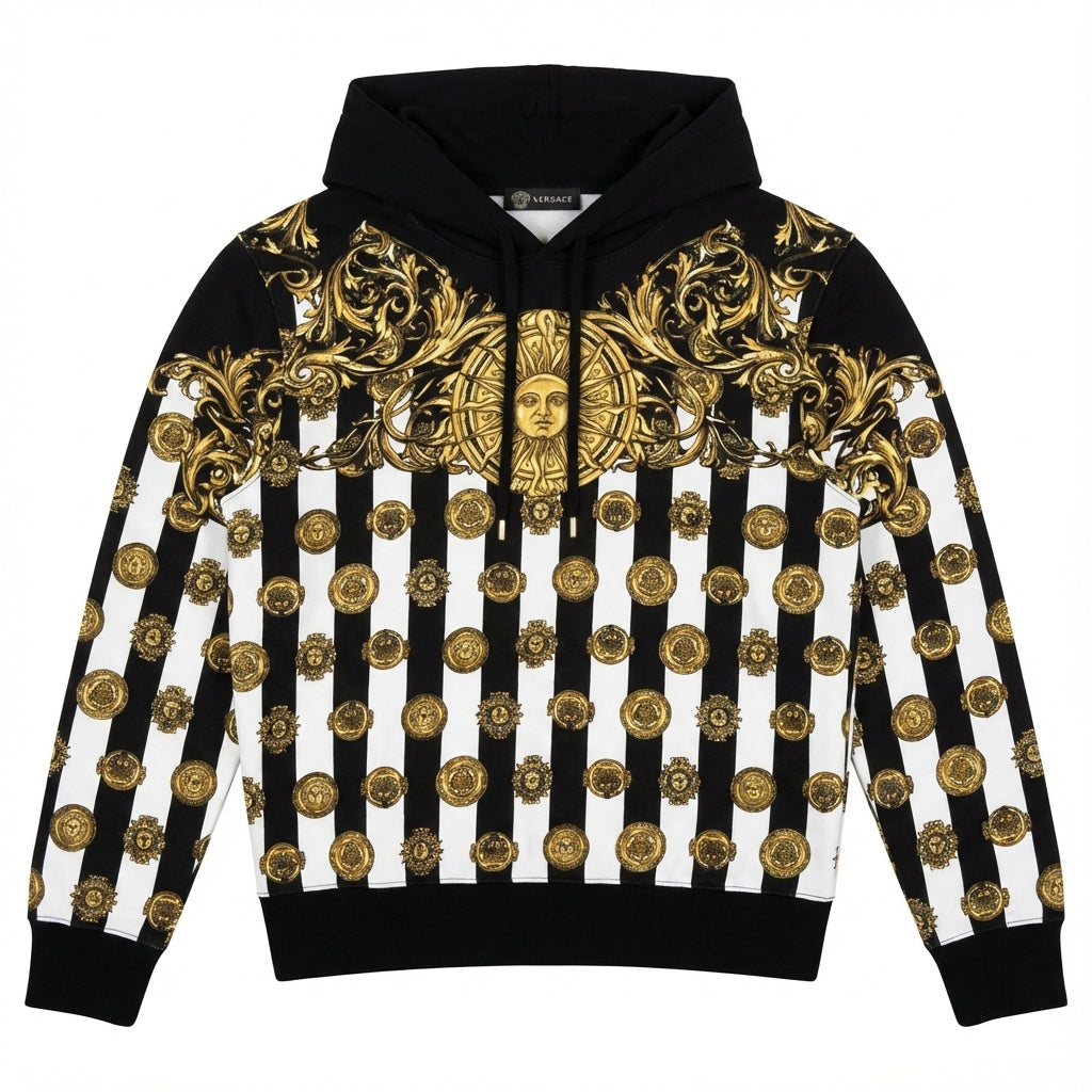 Versace Jeans Couture hoodie featuring gold baroque print available at Lestyle Boutique Melbourne