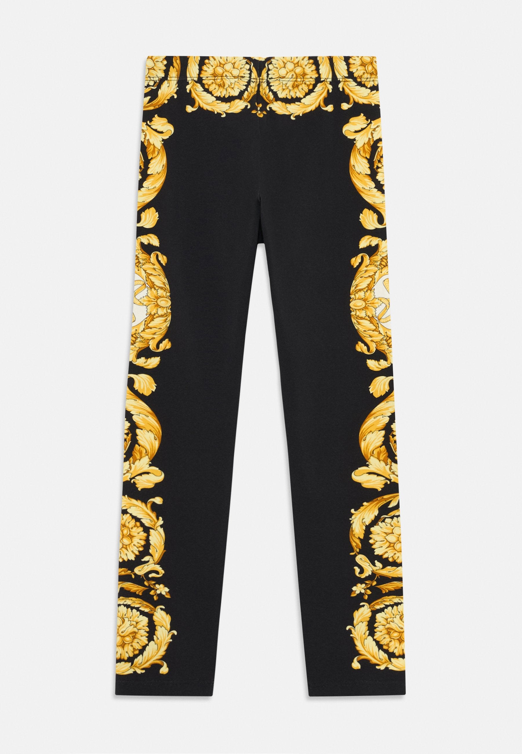 Versace leggings kids featuring ornate gold baroque pattern available at Lestyle Boutique Melbourne