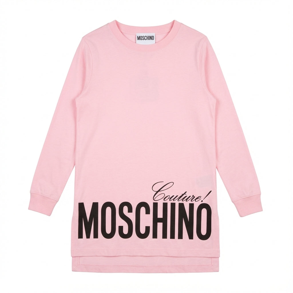 Moschino dress featuring bold logo print available at Lestyle Boutique Melbourne