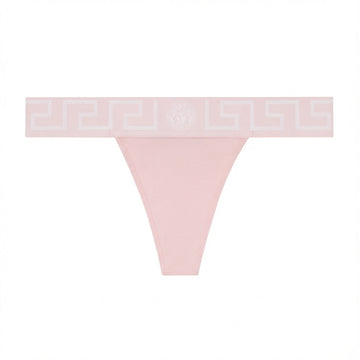 Versace Women Underwear pink thong featuring Greek key waistband available at Lestyle Boutique Melbourne