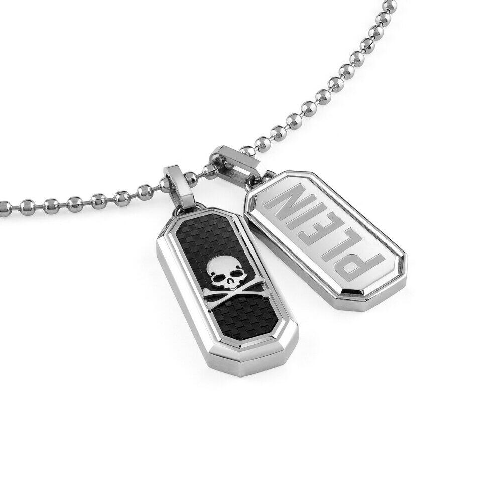 Philipp Plein double tag necklace featuring polished stainless steel chain available at Lestyle Boutique Melbourne
