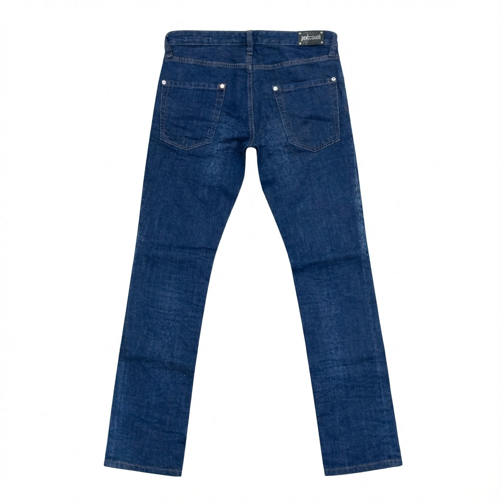 Just Cavalli jeans featuring snake print in deep blue available at Lestyle Boutique Melbourne