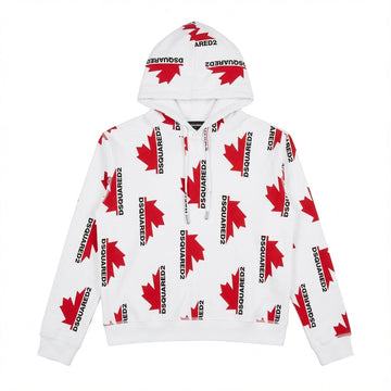 DSQUARED2 hoodie featuring red maple leaf logo pattern available at Lestyle Boutique Melbourne