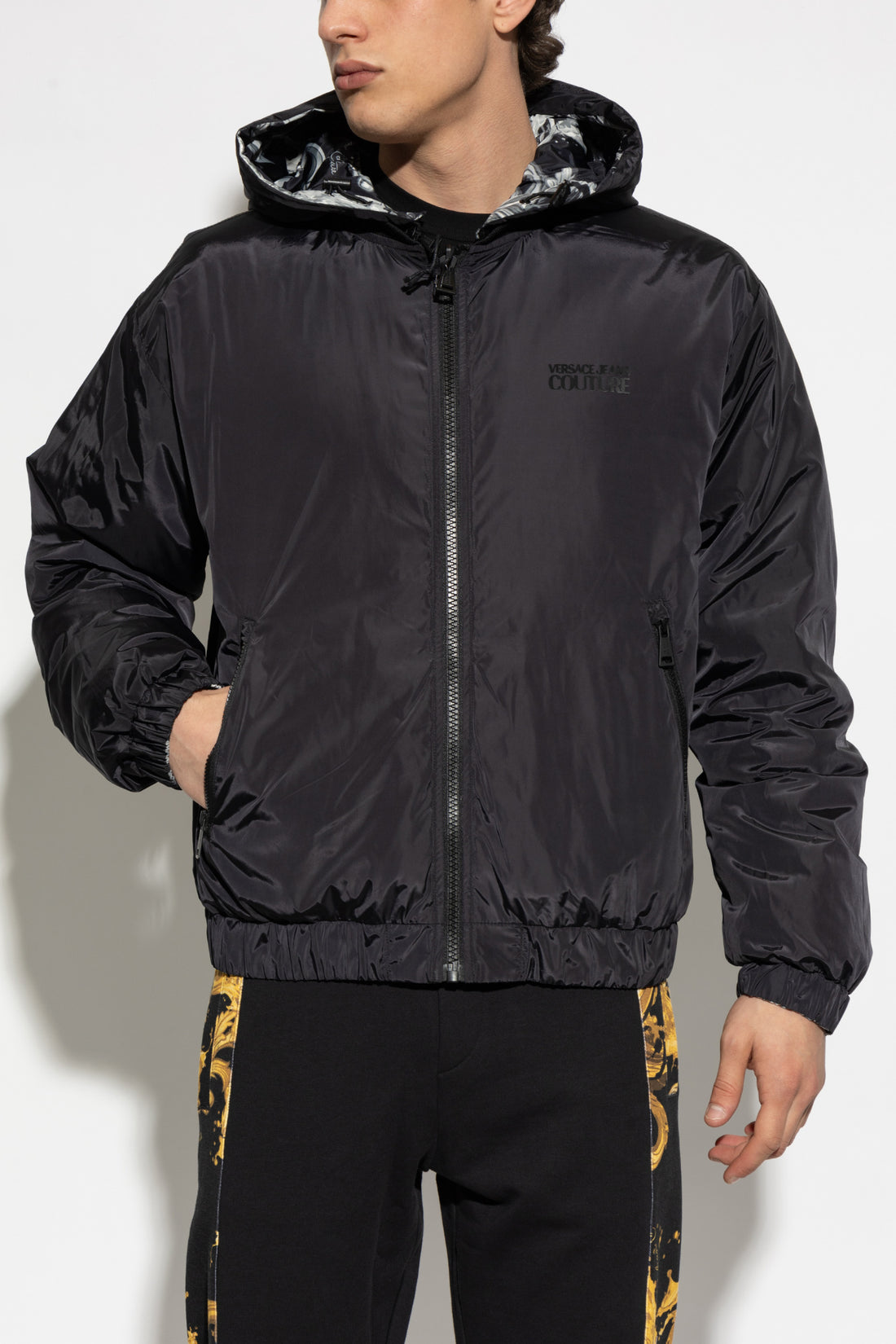 Versace Jeans Couture reversible jacket featuring a swirling print available at Lestyle Boutique Melbourne