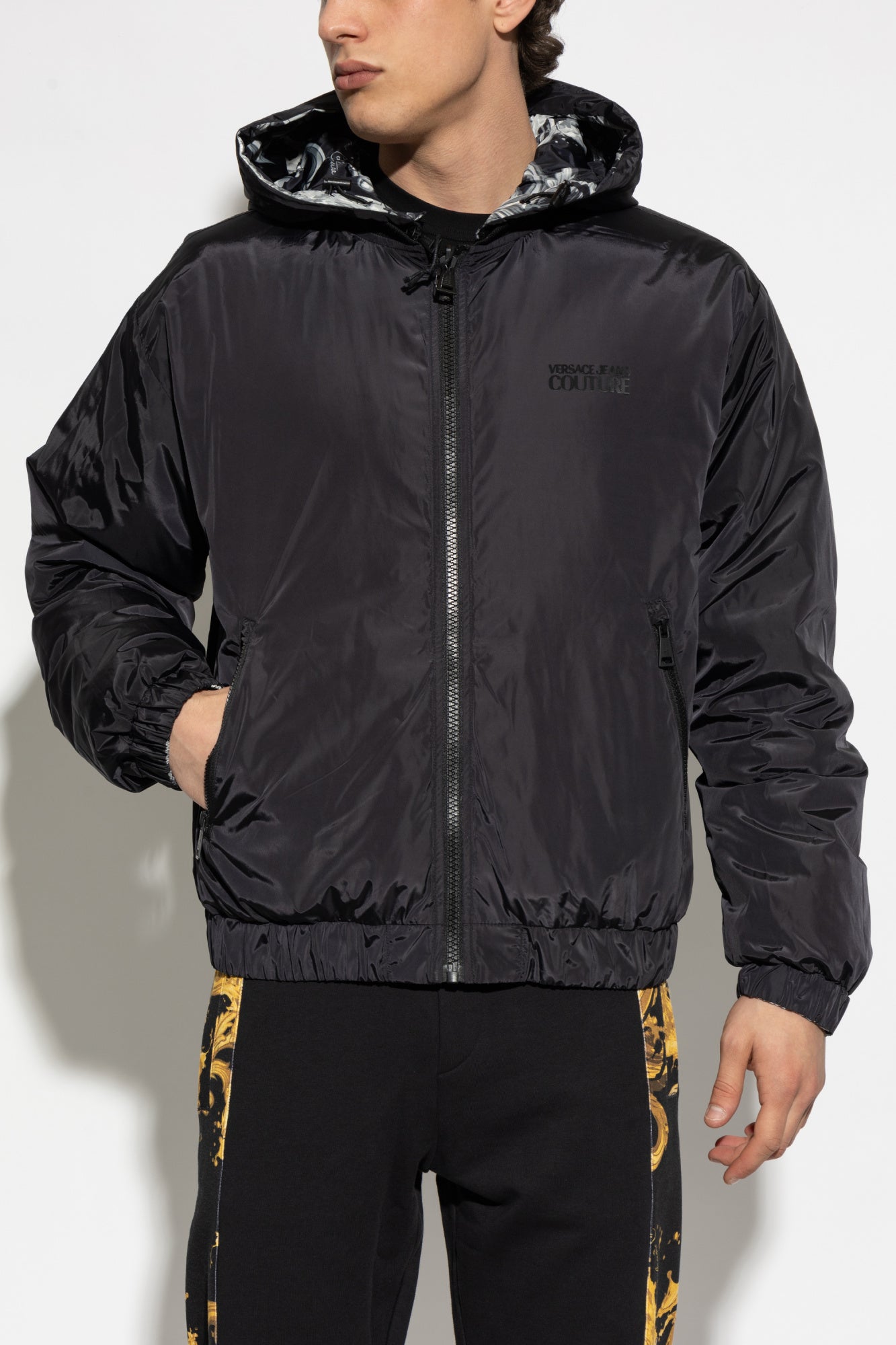 Versace Jeans Couture reversible jacket featuring a swirling print available at Lestyle Boutique Melbourne