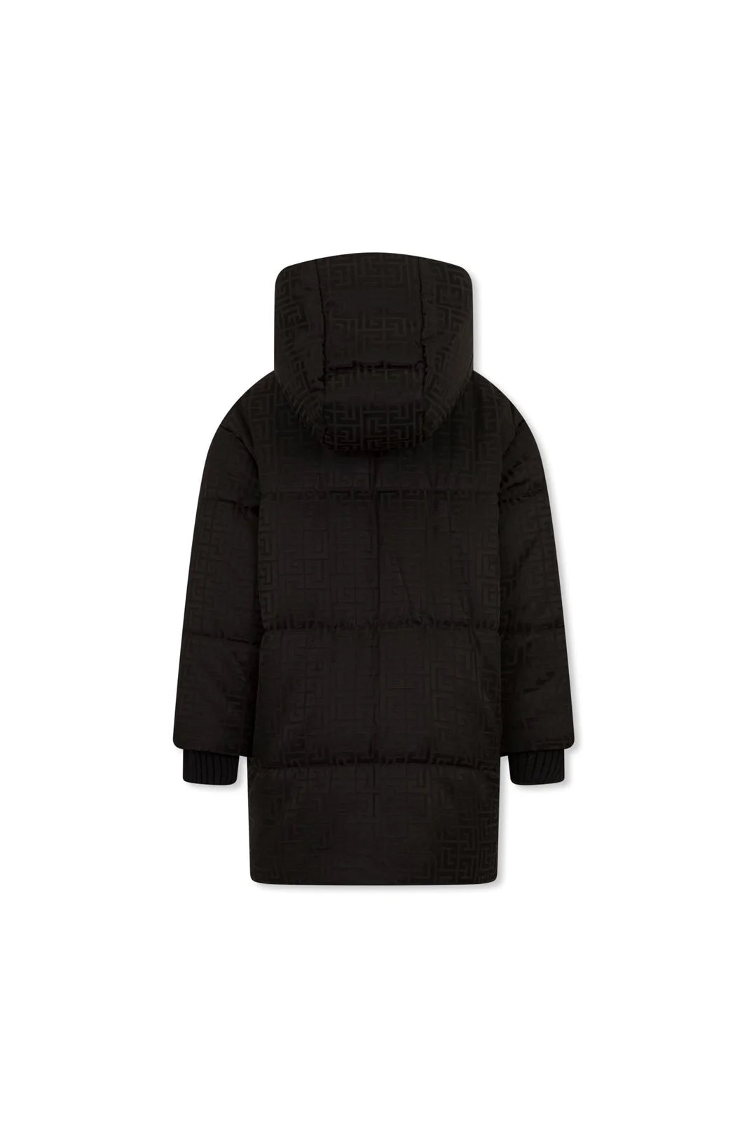 Balmain Kids Long-Sleeved Monogram Hooded Coat featuring monogram detailing available at Lestyle Boutique Melbourne