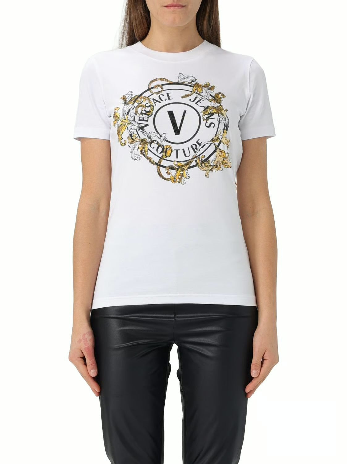 Versace Jeans Couture T-Shirt featuring ornate baroque logo graphic available at Lestyle Boutique Melbourne