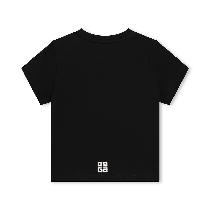 Givenchy black baby T-shirt with white logo, available at Lestyle Boutique.