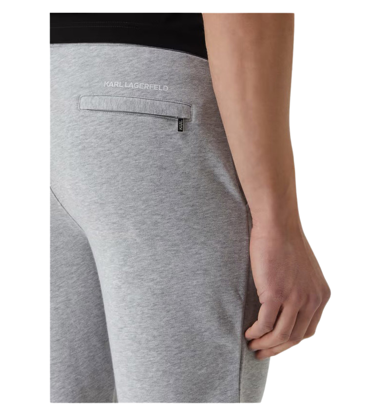 Karl Lagerfeld logo-print track shorts in grey, featuring elasticated waistband and slip pockets, available at Lestyle Boutique Melbourne