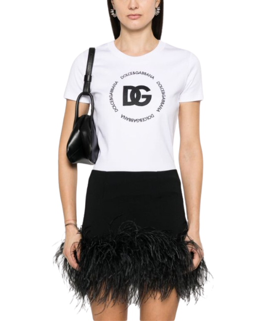 Dolce & Gabbana embroidered-logo interlock T-shirt in optical white with front logo available at Lestyle Boutique Melbourne