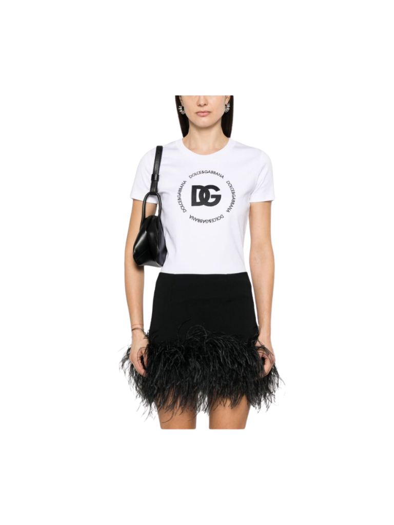 Dolce & Gabbana embroidered-logo interlock T-shirt in optical white with front logo available at Lestyle Boutique Melbourne