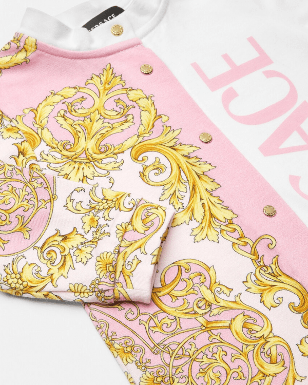 Versace Kids Romper featuring baroque-trim logo-print available at Lestyle Boutique Melbourne