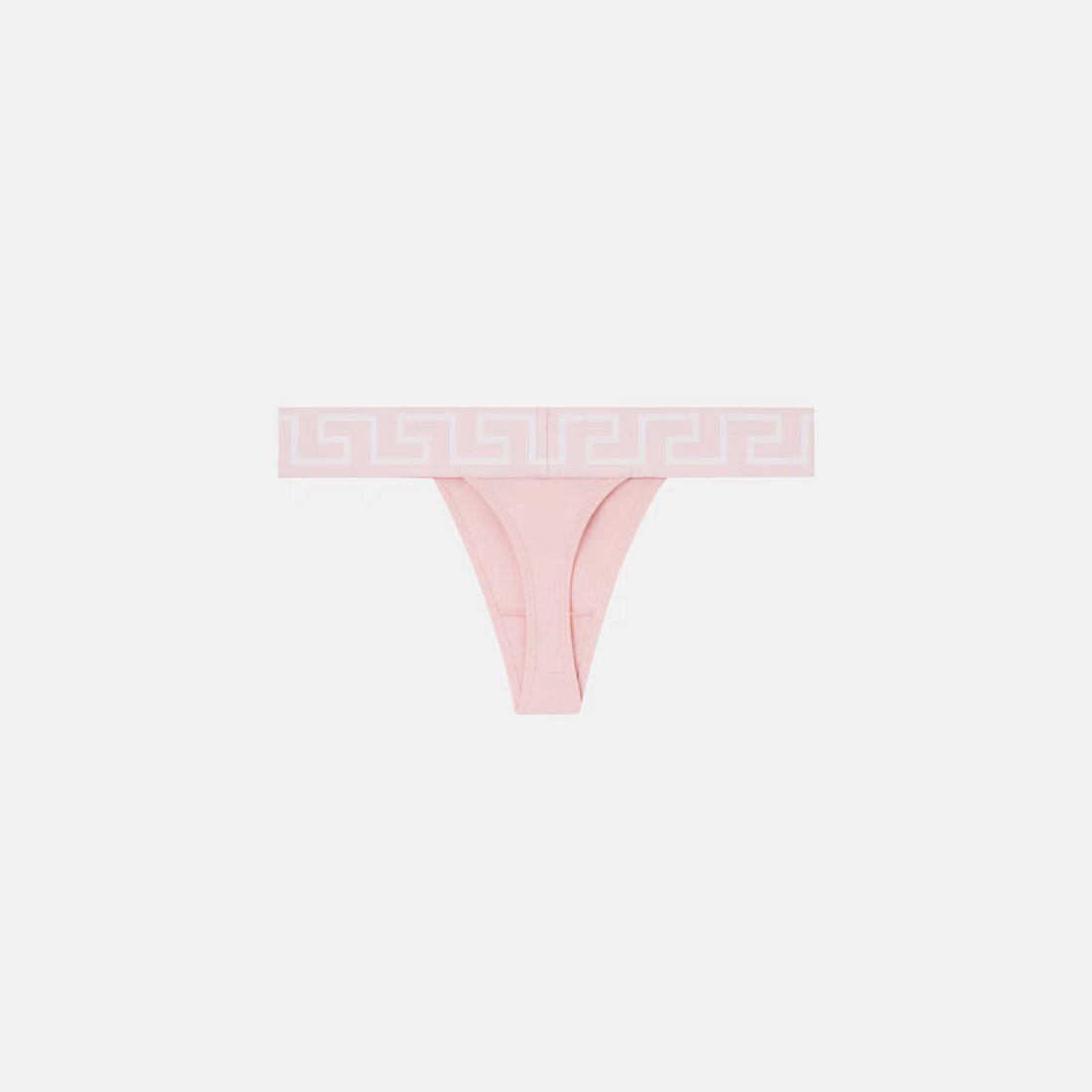 Versace Women Underwear pink thong featuring Greek key waistband available at Lestyle Boutique Melbourne