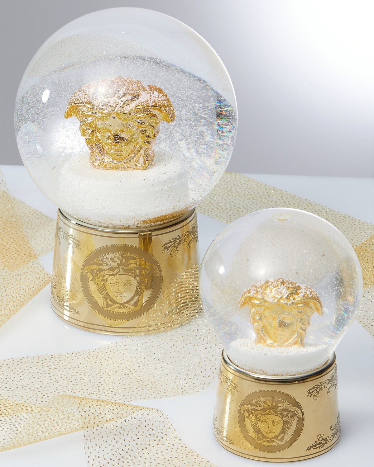 VERSACE GLASS SPHERE featuring snow effect with Golden Medusa available at Lestyle Boutique Melbourne