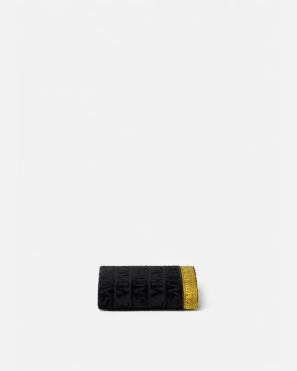VERSACE TOWEL featuring allover logo motif with Baroque print border available at Lestyle Boutique Melbourne