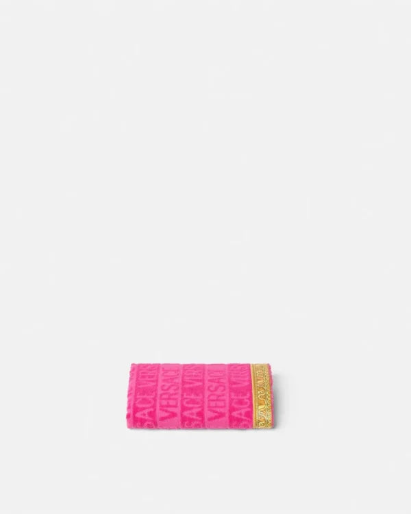 VERSACE TOWEL featuring allover logo motif and Baroque border available at Lestyle Boutique Melbourne