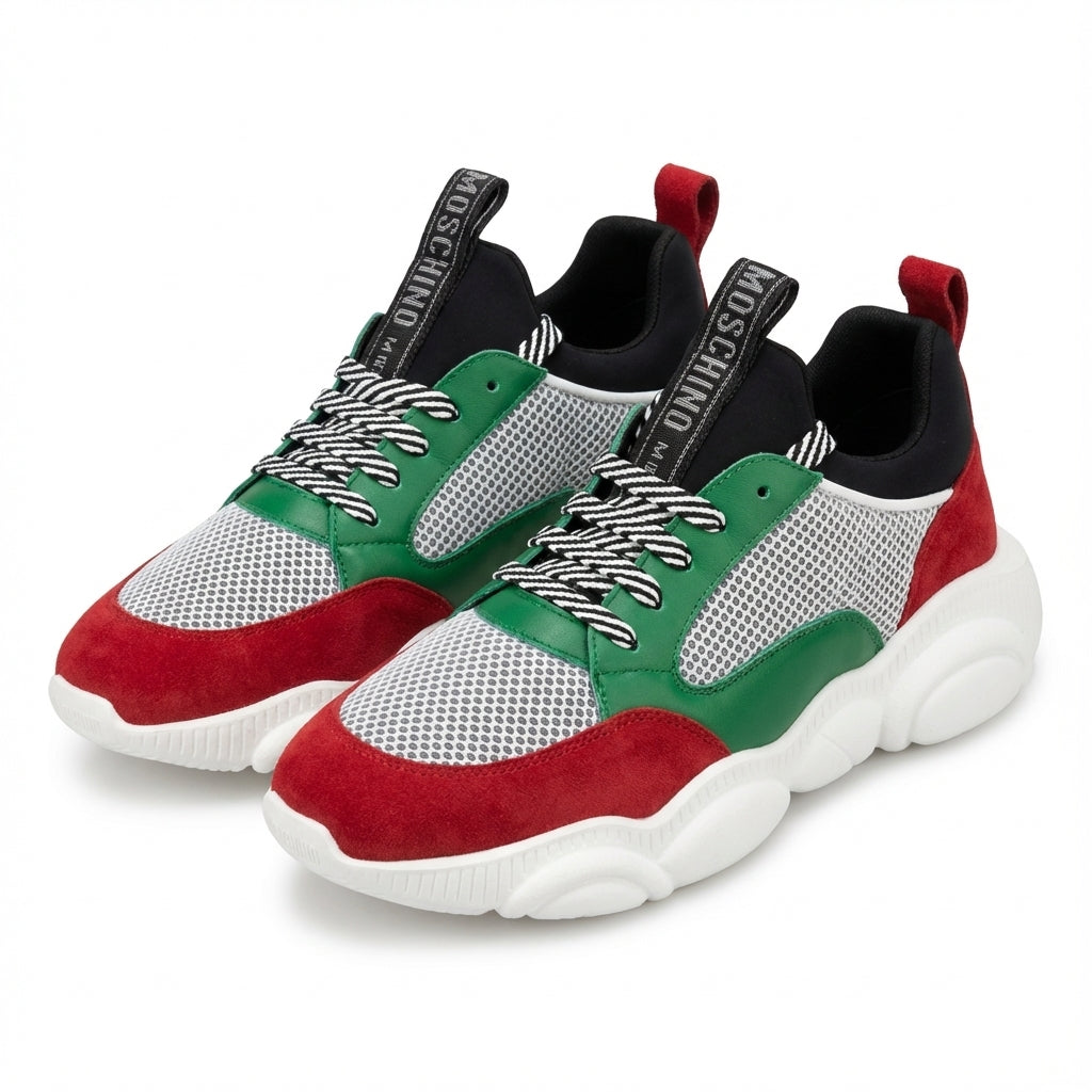Moschino sneakers with bold color-blocked design available at Lestyle Boutique Melbourne