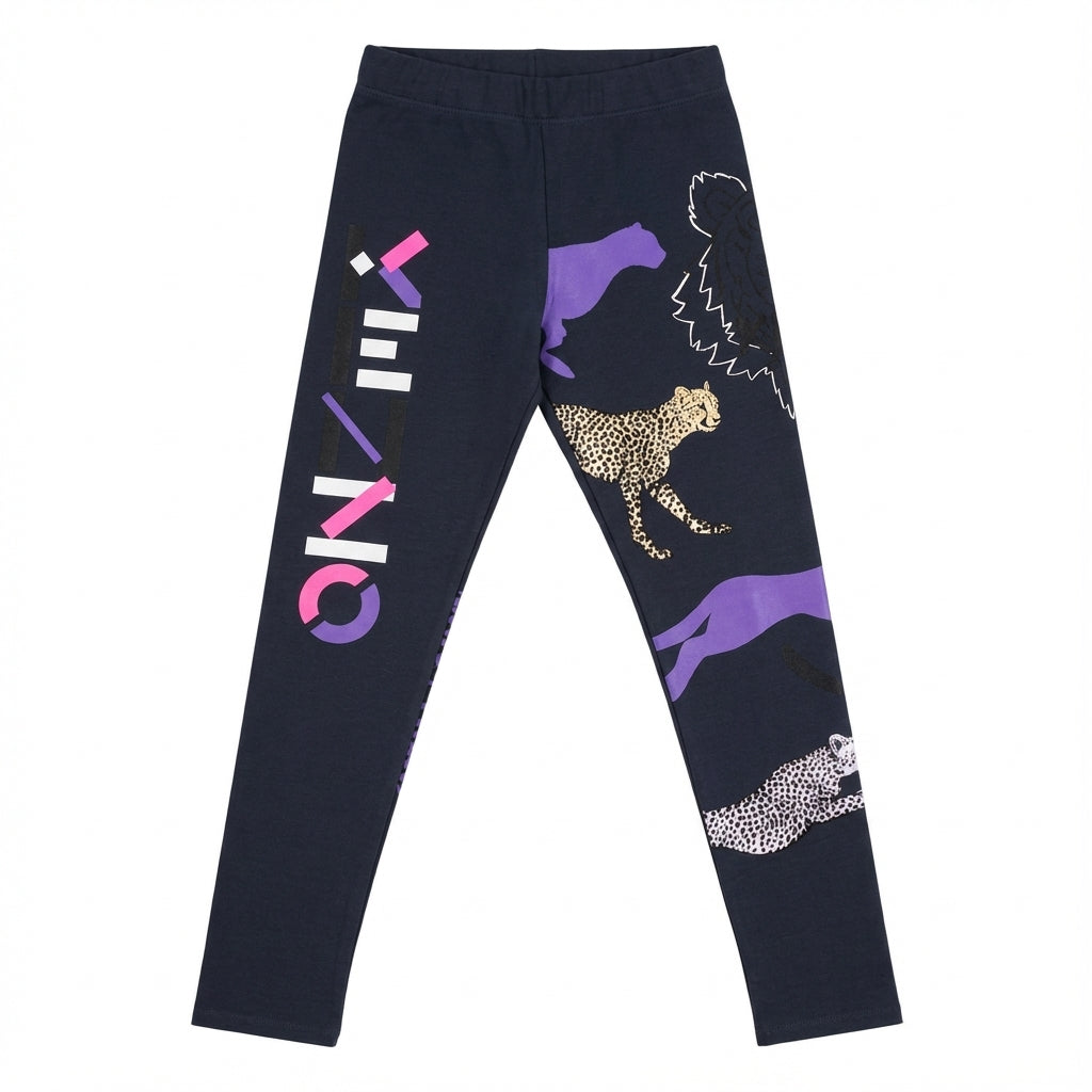 Kenzo kids leggings with leopard print and logo accents available at Lestyle Boutique Melbourne