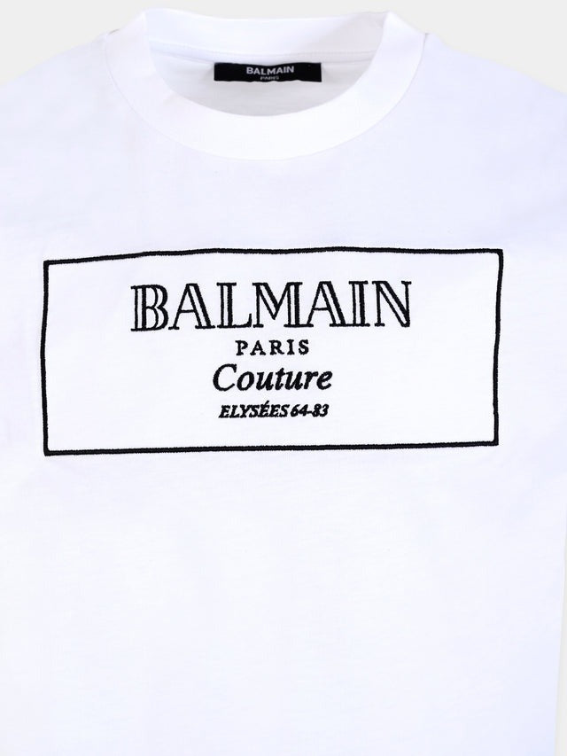 Balmain T-shirt featuring Balmain Couture logo embroidery available at Lestyle Boutique Melbourne