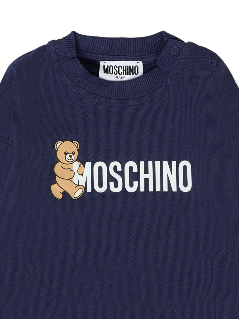 MOSCHINO KIDS TEDDY-LOGO SWEATSHIRT featuring teddy bear motif available at Lestyle Boutique Melbourne