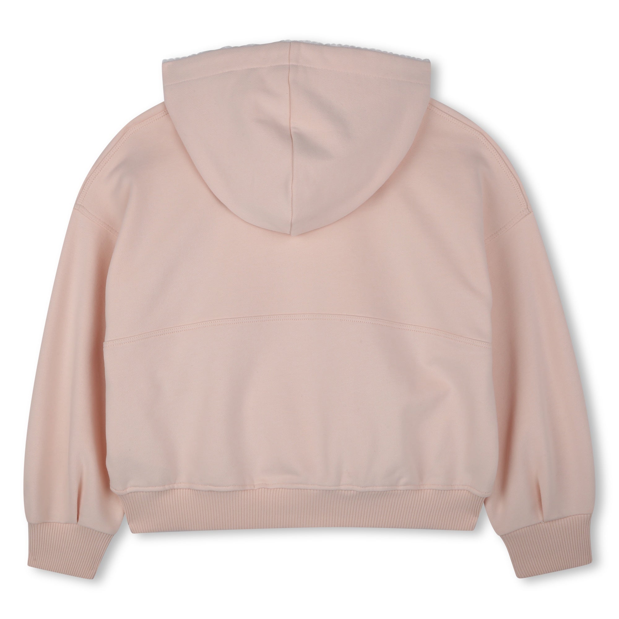 Chloé Kids zip-up hooded fleece cardigan featuring a soft pink color available at Lestyle Boutique Melbourne