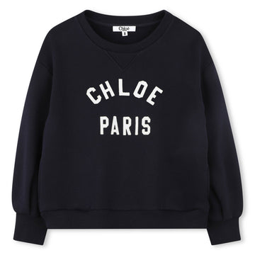 Chloé kids cropped fleece sweatshirt featuring a relaxed fit available at Lestyle Boutique Melbourne