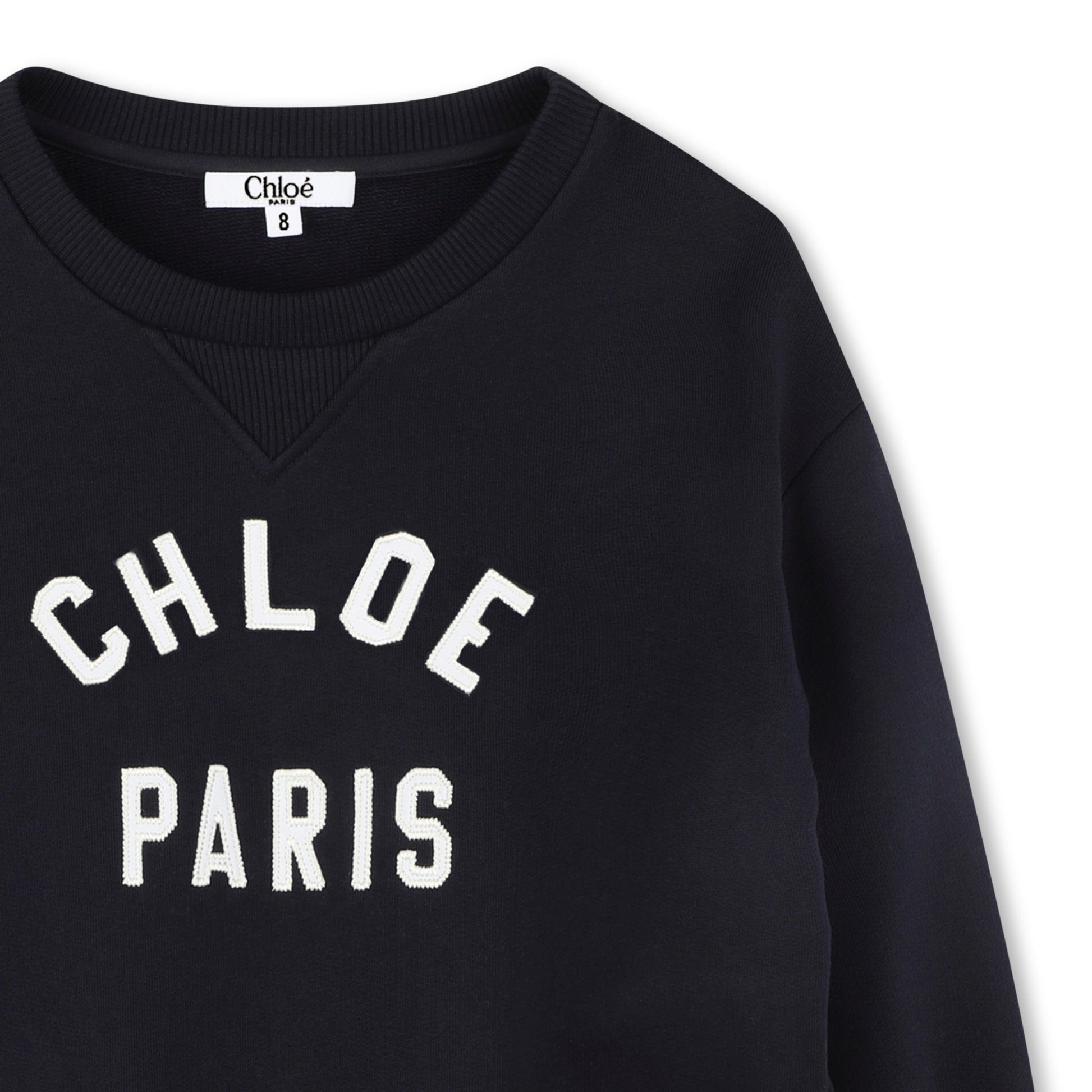 Chloé kids cropped fleece sweatshirt featuring a relaxed fit available at Lestyle Boutique Melbourne