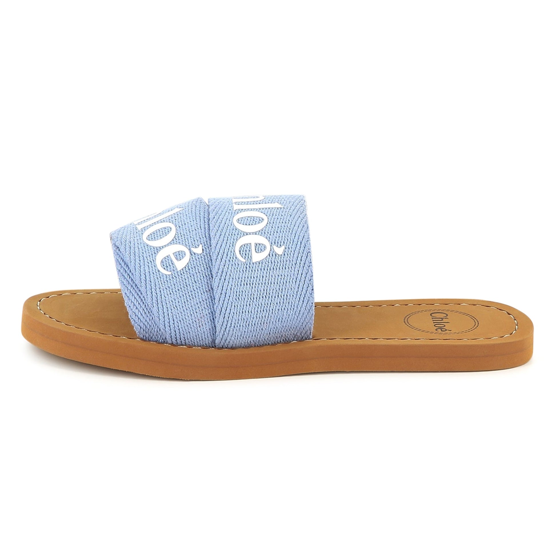 Chloé Kids Logo slides featuring comfortable wide strap available at Lestyle Boutique Melbourne